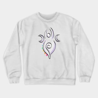 Spiral Goddess T-Shirt Three Symbol Wiccan Pagan and Chakras - on light Crewneck Sweatshirt